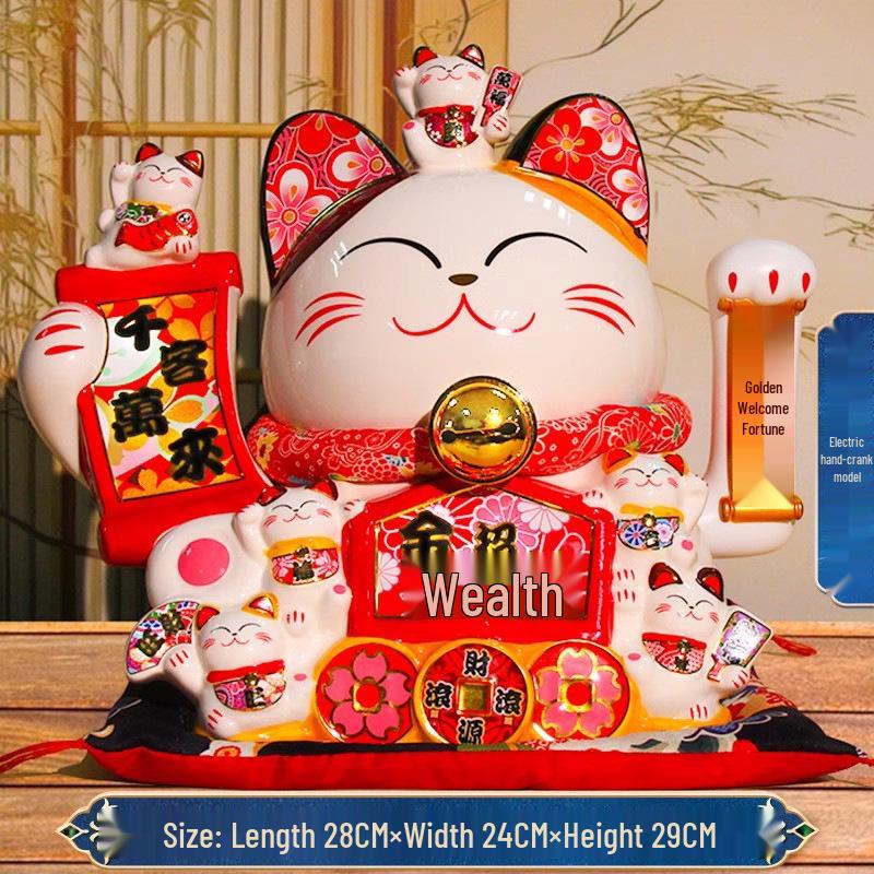 Automatic Waving Fortune Cat Figurine - New Style Housewarming Gift for Front Desk or Shop