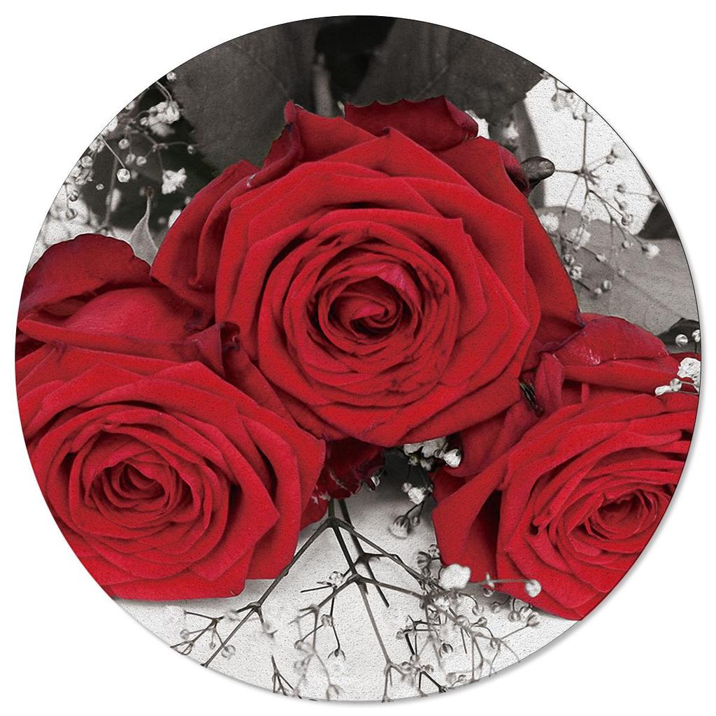 Круглый ковер с красной розой и цветами, красивый принт в виде лебедя, нескользящий круглый ковер, коврики для пола, спальня, гостиная, украшение для дома