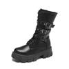 Goth Boots Women Winter Ankle Boots Platform Shoes Sneakers Studded Belt Buckle Punk Army Chunky Heels Mid Calf Boots