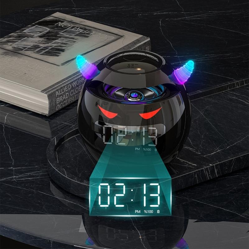 Portable BT5.1 Speaker with HIFI Sound Bass Boost and with Clock Alarm for Home Office Use