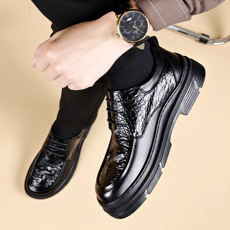 Модная обувь Мужская шнуровка Модная повседневная кожаная мужская обувь для платья черная уличная дышащая британская жених платформа свадебная обувь мужская