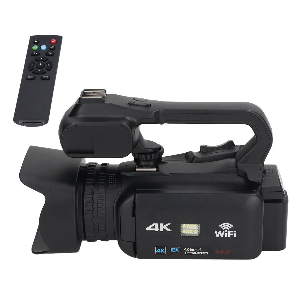 4K Video Camera Camcorder 18X Digital Zoom 4.0in Touch Screen WiFi Vlog Cameras with Microphone Handheld Stabilizer