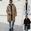 Men's Faux Fur Coat with Hood Winter Long Faux Mink Jacket Coat Fluffy Thick Trench Fake Fur Jacket for Men Long Sleeve Outerwear Warm Parka Overcoat