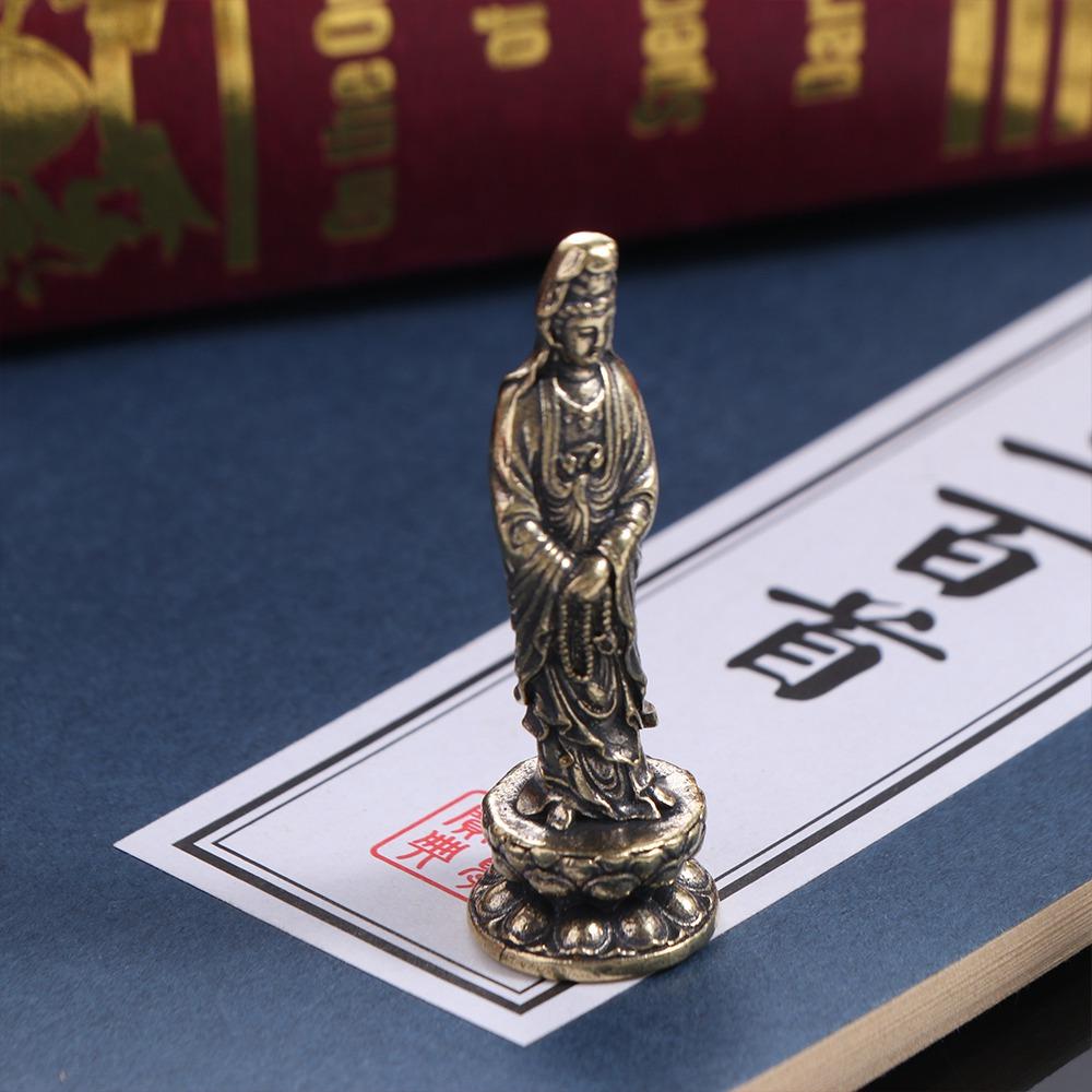 Творческий чистый латунный лотос Гуаньинь статуя лотоса Гуаньинь Татхагата Татхагата статуя Будды ретро латунная скульптура Будды домашний декор