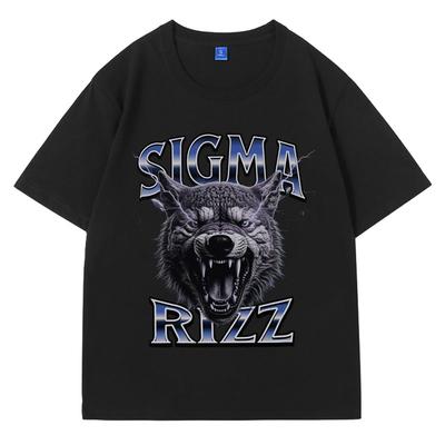 Футболка Sigma Rizz Смешная Графическая Футболка с Мемом Мужская Одежда Эстетика 90-х Подарок для Него Короткий Рукав Ретро Харадзюку Футболки Мужские