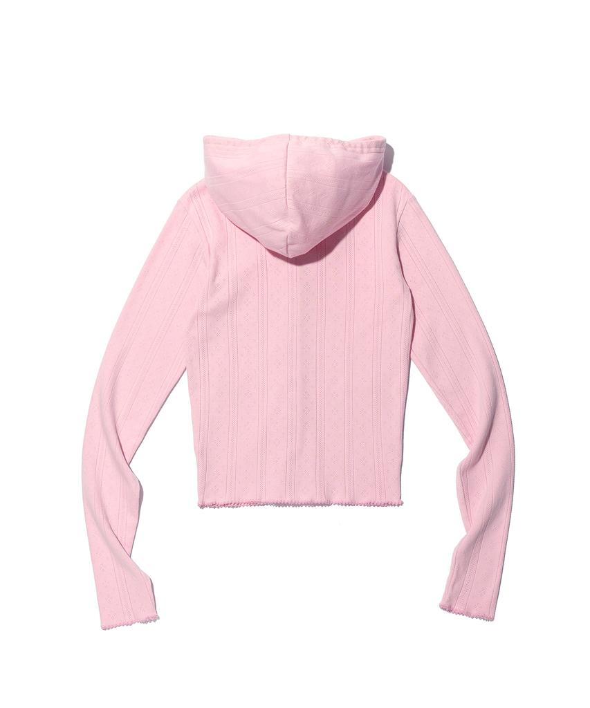 Youhee Eyelet Snap Hoodie Pink