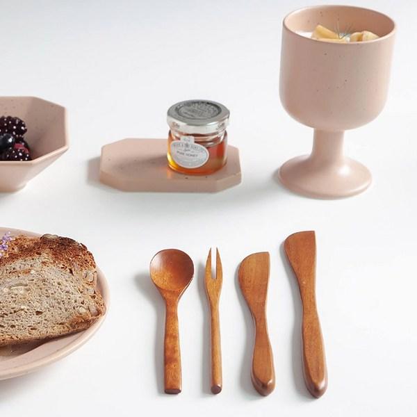 Nicot Wood Popo Teaspoon, 4 Pieces, Korean Popular Tableware