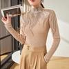 Design Sense Heavy Industry Diamond-encrusted Silk Sweater Autumn Semi-turtleneck Skinny Bottom Knitted Shirt Women's Top