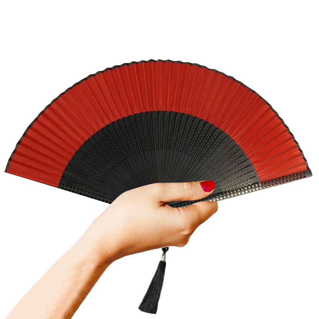 Шелковый и бамбуковый ручной веер, гладкий и удобный китайский деревянный складной веер, винтажный полый антикварный веер