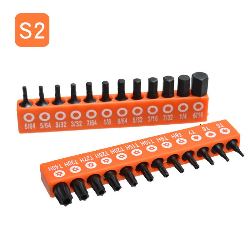Набор бит для отвертки из легированной стали S2, 12 шт. - 25 мм, Torx, Шлицевые, Крестовые (Phillips), Квадратные, Шестигранные