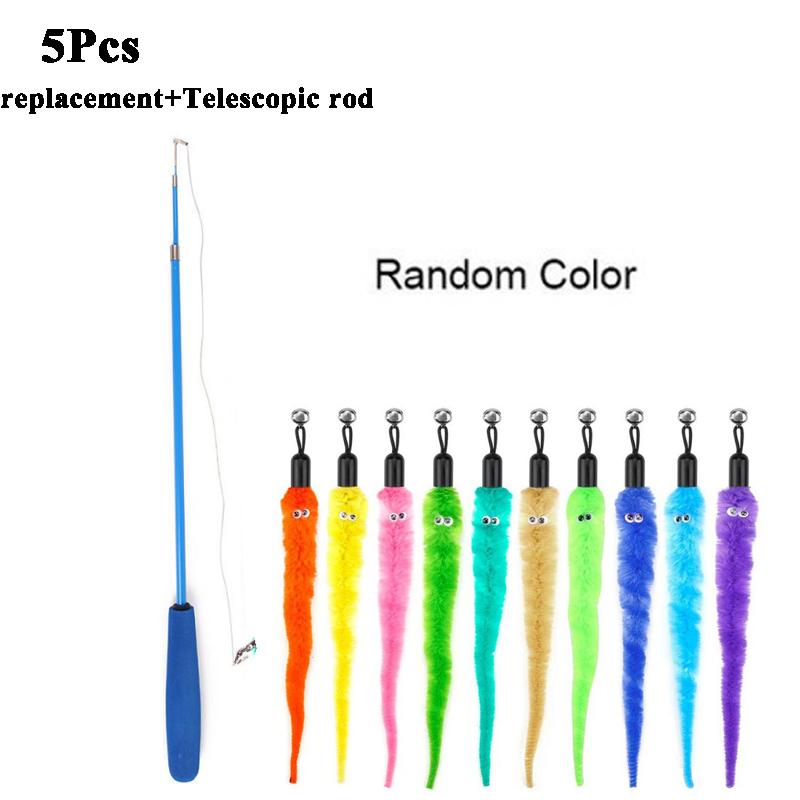 Замените плюшевые аксессуары для кошек, червяков, сменную голову, забавную кошачью палочку, игрушки для домашних животных 5/10/6/11 шт.