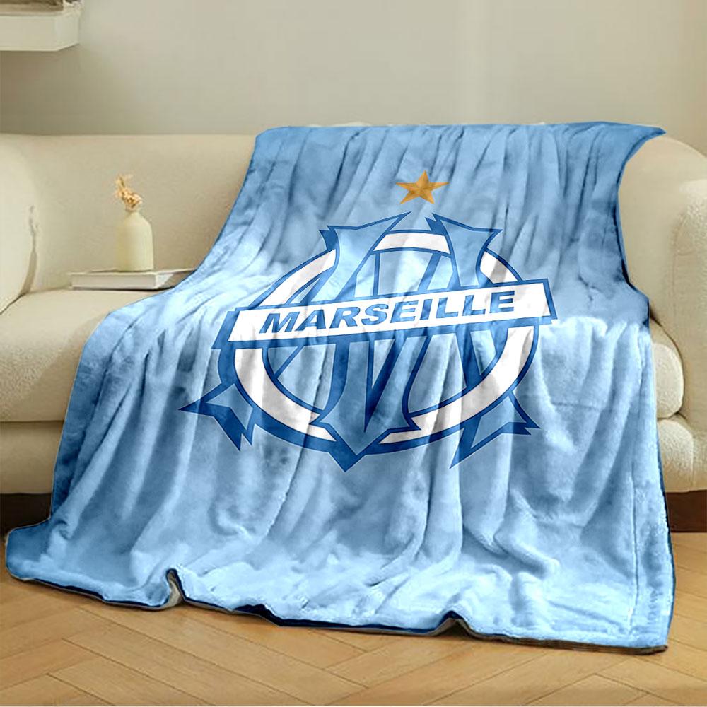 "Marseille Logo Blue Blanket" for all seasons blanket lunch break throw gift