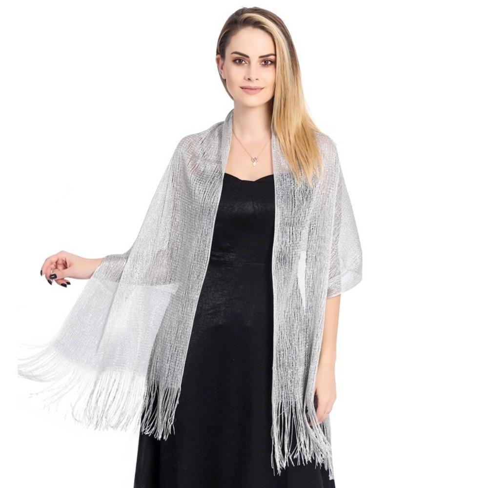 Lightweight Hollow Out Shawl Sun Protection Thread Dresses Tassel Shawl Evening Parties