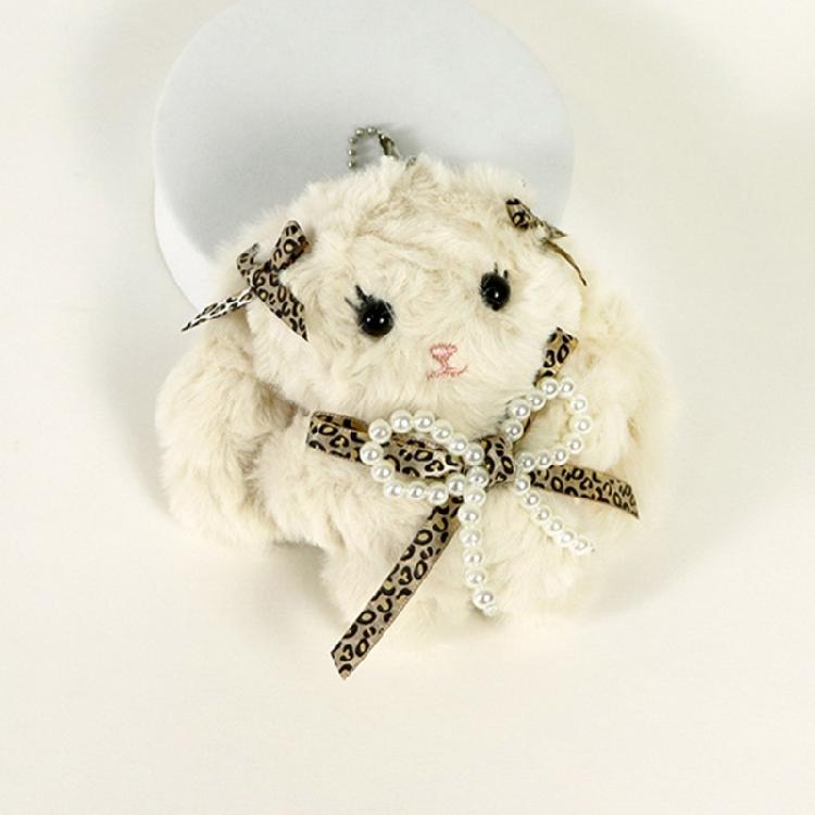 Брелок-кролик с длинными ушами и бантом Плюшевая игрушка Держатель для ключей Стильный аксессуар для студенческой сумки Подарок для девочек и подростков