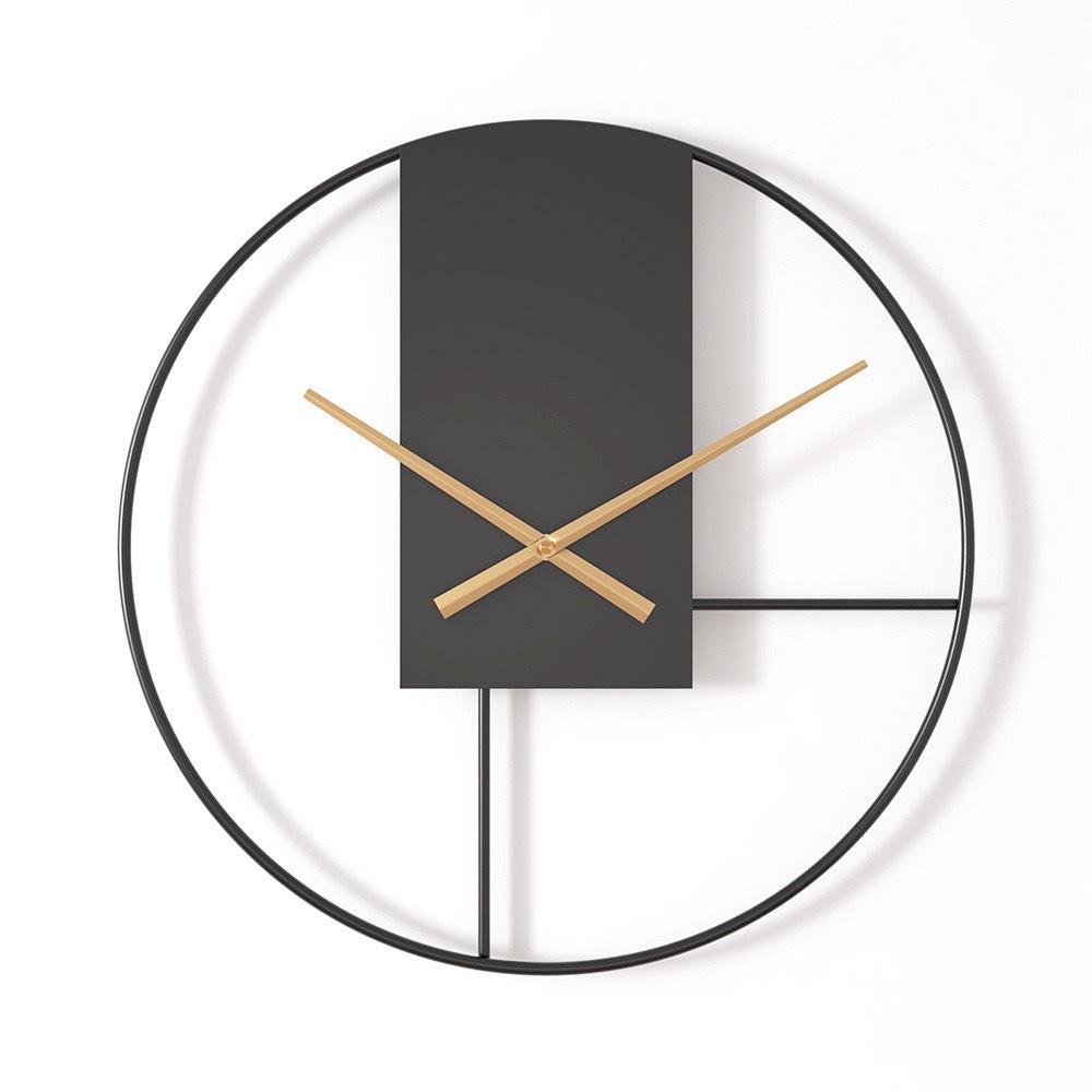 Silent Minimalist Iron Art Wall Clock - Decorative and Digital for Living Room