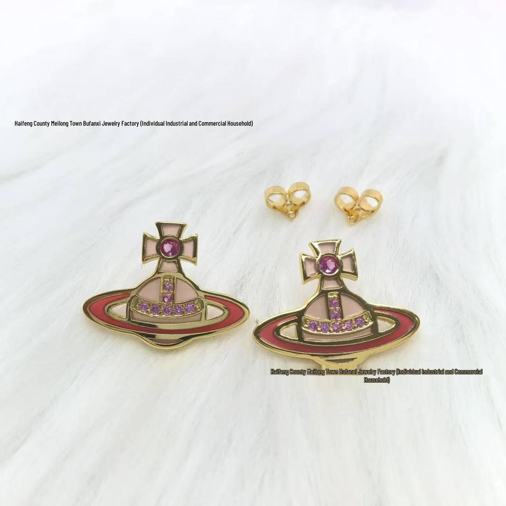 Стеклянный набор «Сатурн» от Concetta Cixi: Ожерелье, Браслет, Серьги-гвоздики - Женская Роскошная Панк-Цепочка на Ключицы