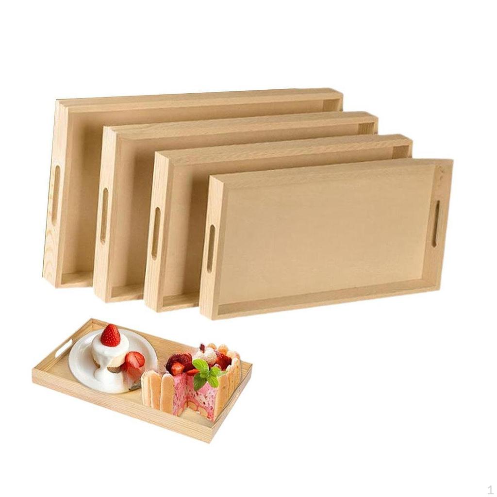 4Pcs Montessori Tray Wood Storage Preschool Learning Educational Coffee Table Serving