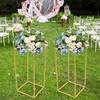 2-Pack 60cm Gold Wedding Arch Stands, Decorative Ceremony Backdrop Frame, Garden Party Aisle Decor, Vintage Metal Flower Holder