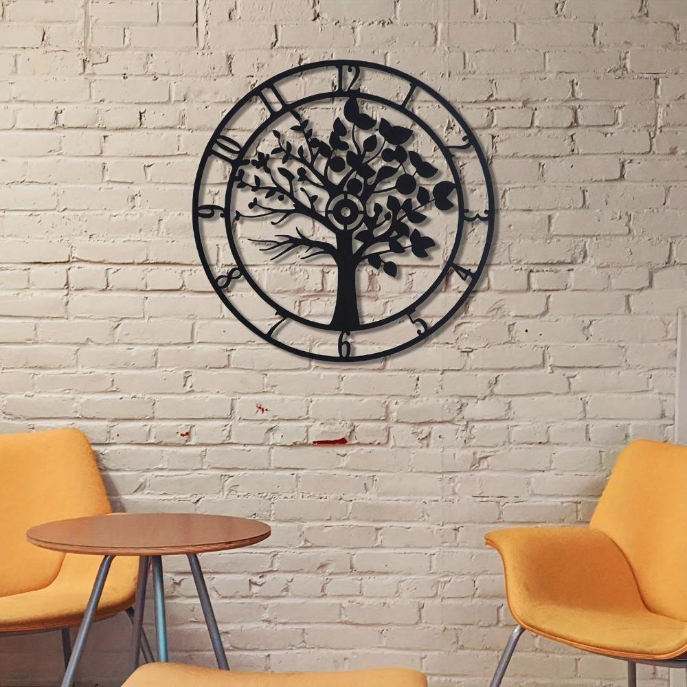 Black Metal Clock Wall Décor - Sleek Clock Dial for Shop, Home, Indoor, and Outdoor Use, Stylish Bedroom and Room Mural Sticker