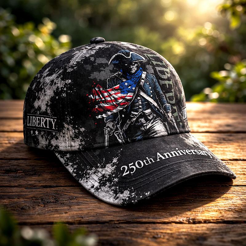 New American Anniversary Baseball Cap Vintage Denim D Printed Casual Visor Cap Cap