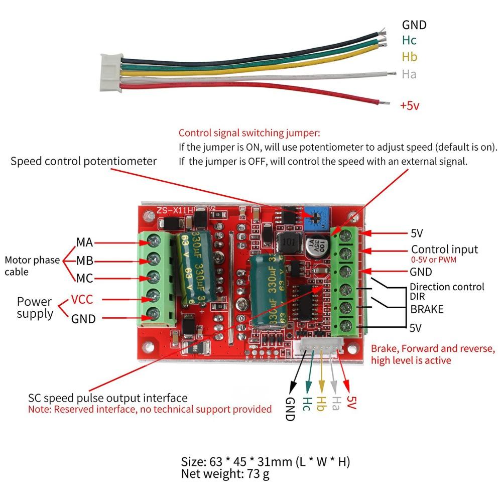 350W Brushless Motor Controller 12V 24V 48V PWM Motor Controller  Electric Motor Speed Regulation