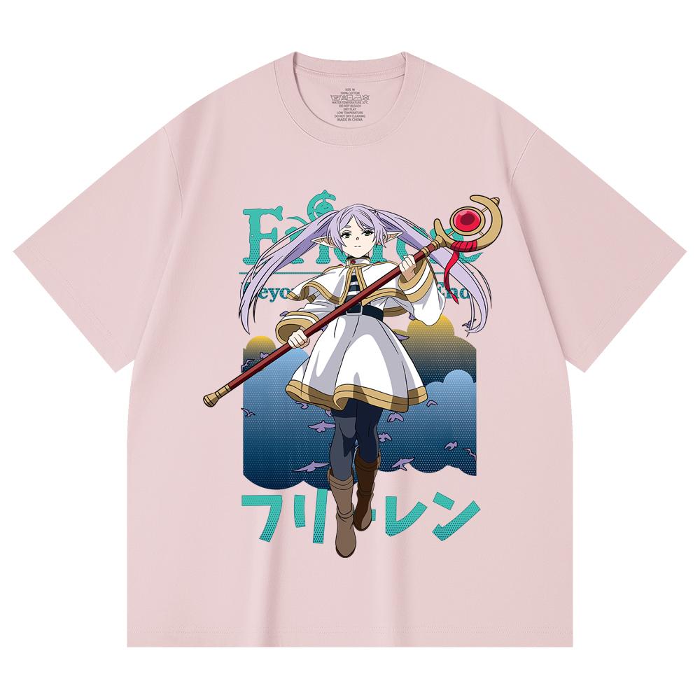 230 Gsm 100% Cotton Frieren V4 Print Unisex Heavy Cotton T Shirt