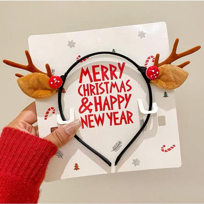 Рождественская повязка на голову рождественский колокольчик из рога лося с блестками рождественская повязка для волос с новым годом реквизит для фотосессии веселый рождественский декор подарки для детей
