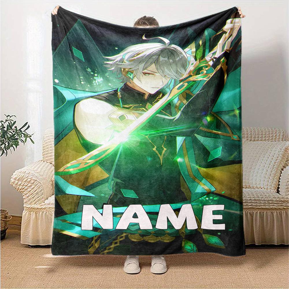 Customiz Name Personality Genshin Impact characters Blanket Soft &Warm Sofa Office Bed Travel Lunch Break Blanket, Gift Suitable All Seasons