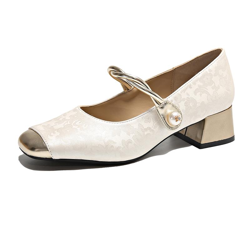 Мода 2024 года, женская весна и осень, новая мода, цветная кожаная поверхность, светлый рот, удобные туфли на высоком каблуке