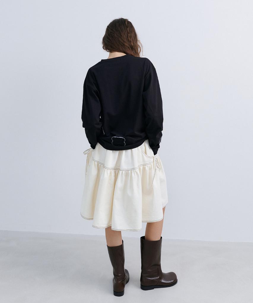 Epinggeulleo Ribbon Flare Skirt - Ivory