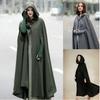 Five-Color Hooded Halloween Cosplay Cloak for Women - Extra Long Wool Coat