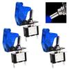 3Pcs Rocker Toggle Switch Heavy Duty 3Pin ON/Off 12V Blue LED Lighted Aircraft Safety Cover 20A SPST Rocker with Safety Flip Cover for Racing