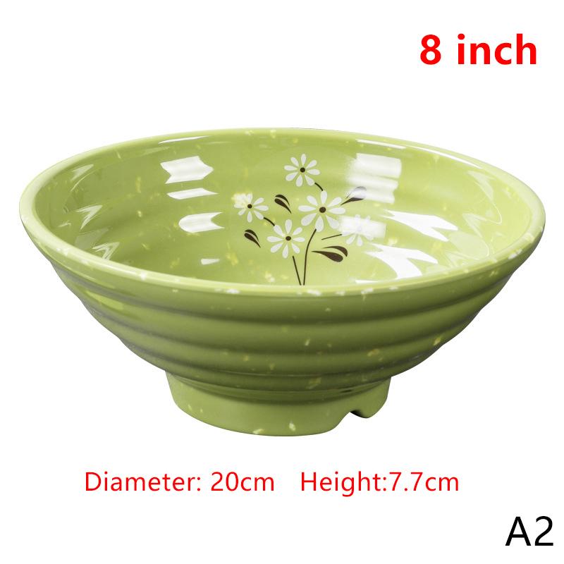 Ударопрочная меламиновая миска для лапши с утолщенным цветком, большая миска, суповая миска, пластиковая пищевая посуда 7/8/9 дюймов