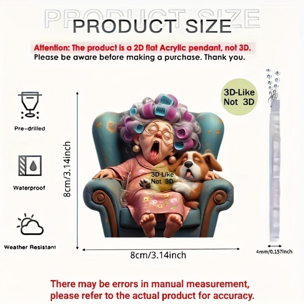 6PCS Acrylic Granny Pendants,Christmas Tree and Pendant Home Window Decor Holiday Souvenirs, Christmas Tree Pendants Perfect for Car Mirror Pendants