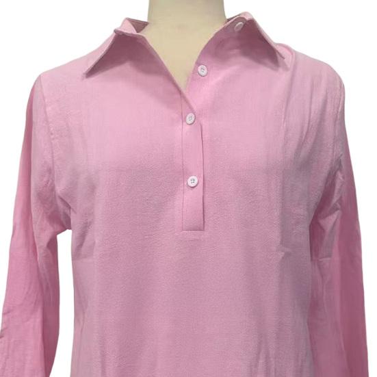 Женская рубашка с лацканами V-образный вырез 45720 рукав пуловер топы однотонный свободный крой