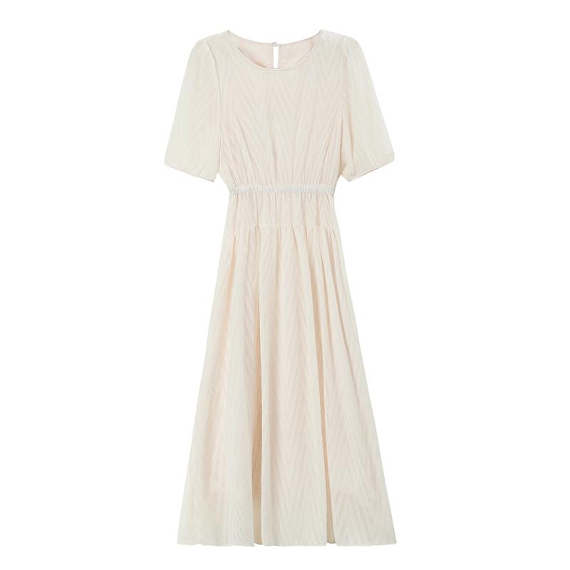 Elegant round neck slim fit A-line skirt