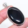 Natural Black Onyx Gemstone 925 Sterling Silver Jewelry Pendant 2.09" m5V45