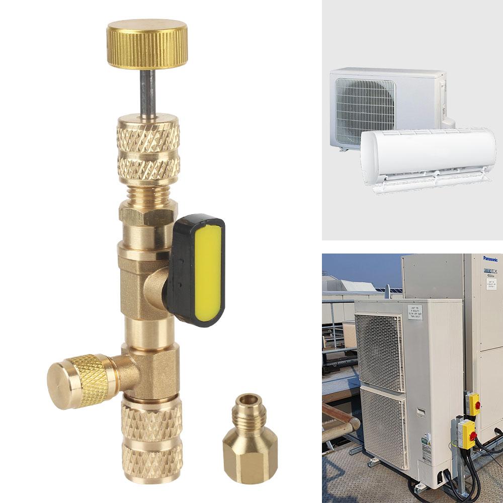 Холодильный инструмент. Заливное соединение. Автомобильный кондиционер. Предохранительный адаптер клапана хладагента R22 R410A. Клапан переменного тока. Ремонт кондиционера и фторид.