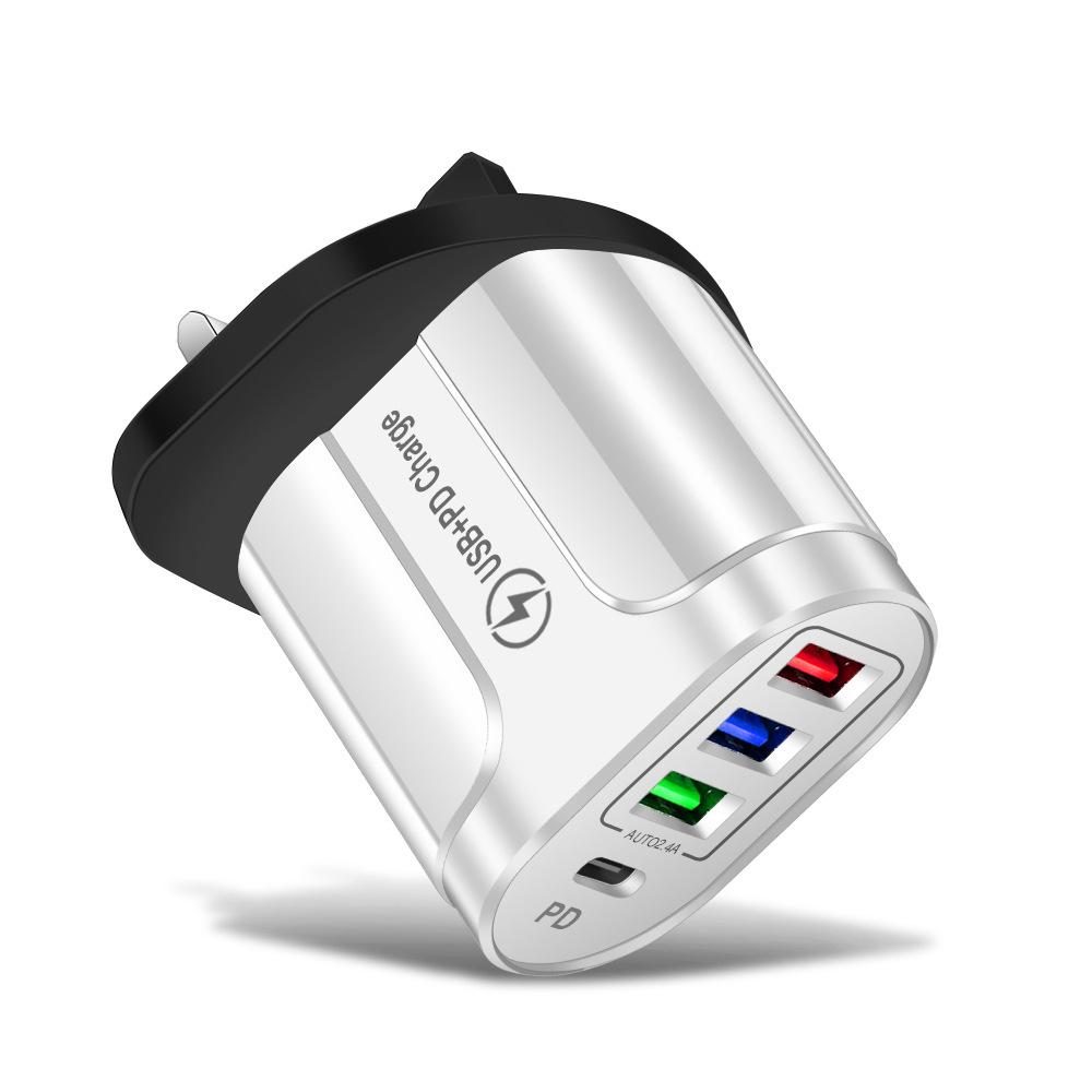 3-Port USB + Type-C Home & Travel Charger, EU/UK Standard, 5V/2.4A, New Model