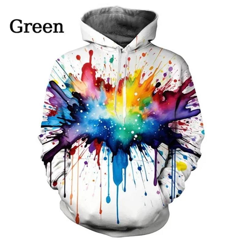 Цветные смешанные чернила Blob-Colou 3D Print Hoodies Men Women Oversize Hoodie Pullovers Hooded Sweatshirt Sports Suits Coat Kids Clothing