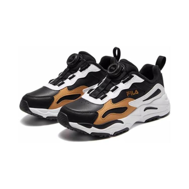 (GS) FILA Classic Sport Shoes 'Black White Gold' Kids' K15B341191PGB