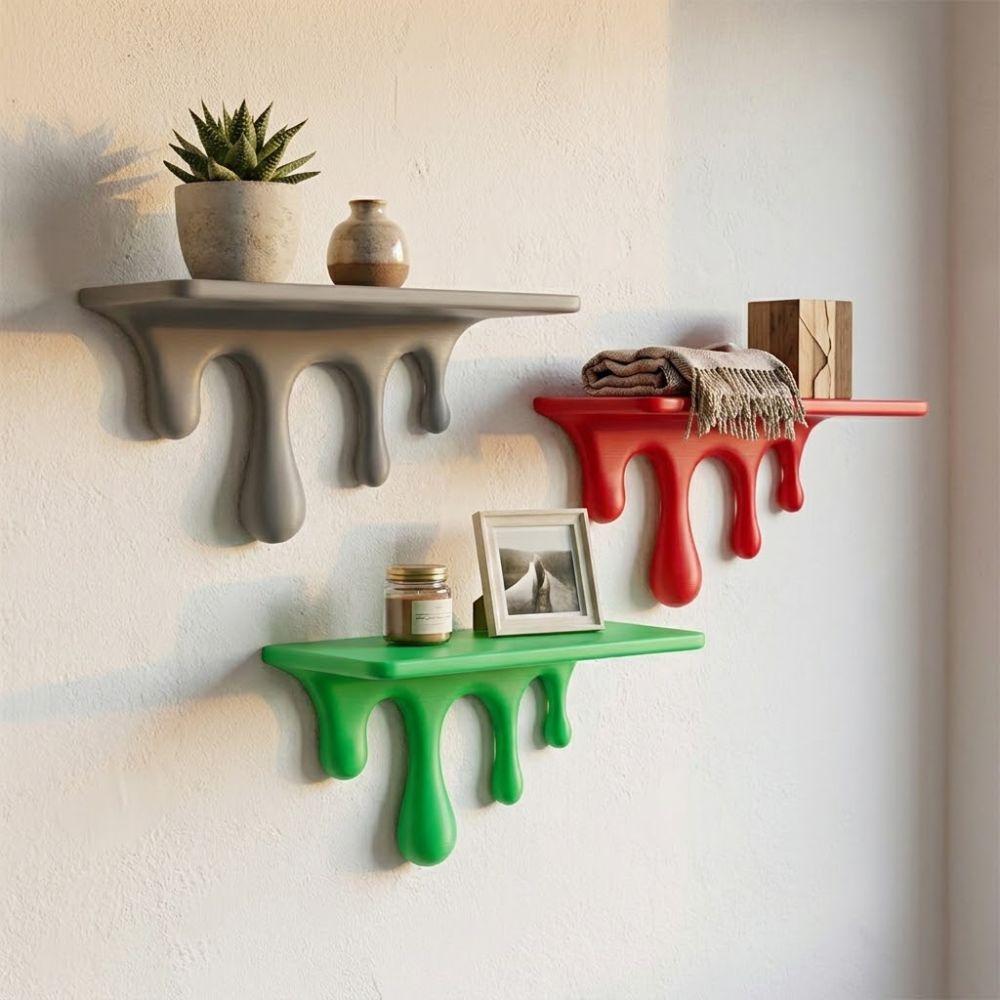 Plastic Melting Wall Shelf 3D Printed Wall Storage Rack Drip Floating Shelf Potted Display