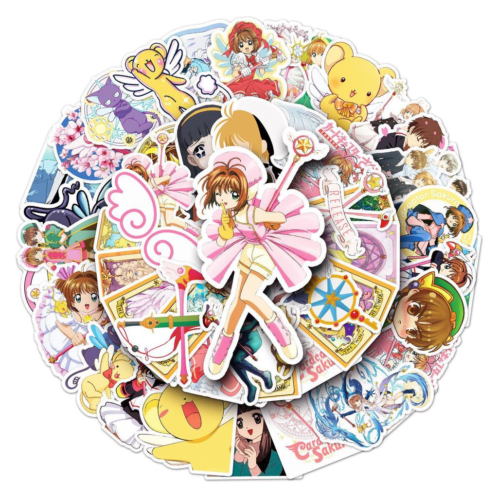 50 ШТ. Аниме-наклейки Cardcaptor Sakura для чемоданов, автомобилей и холодильников - Декоративный двумерный набор мультяшных граффити