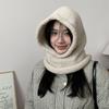 Woolen Hooded Cap Windproof Neck Collar Beanies Cap Fashion Knitted Balaclava Hat  Winter