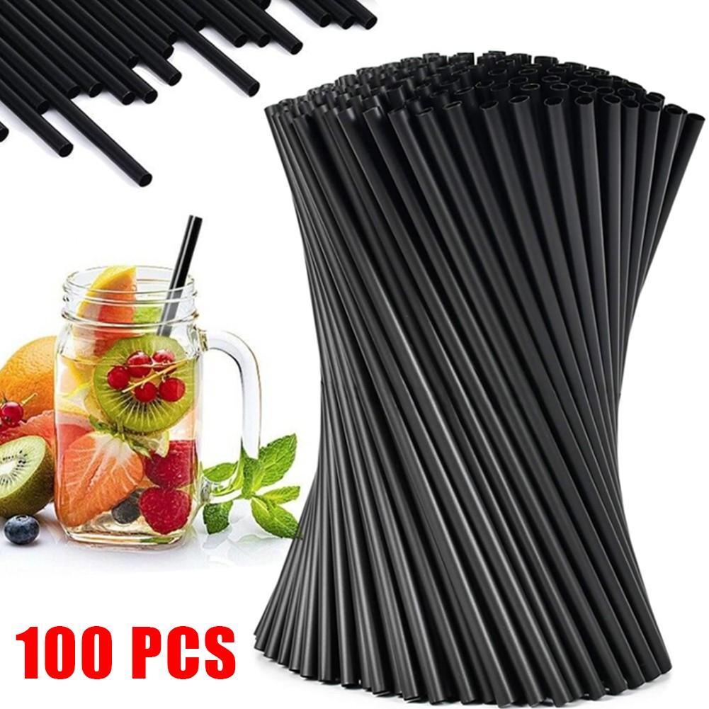 Home Straws Party Supplies 100pcs Black Bubble Tea Drinking