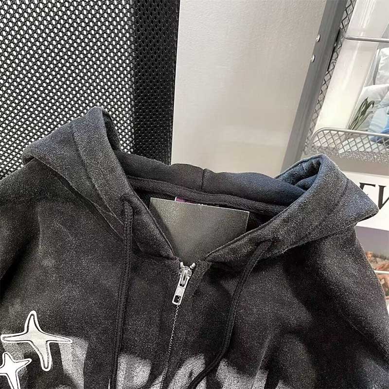 Sweatshirt Hooded Women Retro Trend Cardigan Loose Casual Letter Jacket Hooded Tops