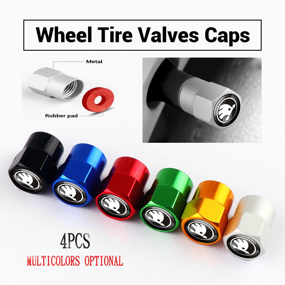 AEXYVP1 For Skoda S Skoda Kodiaq Fabia Kamiq Karoq Octavia 3 A5 A7 Rapid Scala 4pc Car Styling Wheel Tire Valve Air Stem Cap Badge Decor