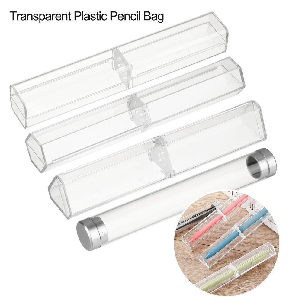 Gift Transparent Solid Color Pen Storage Case Pen Box Office Supplies School