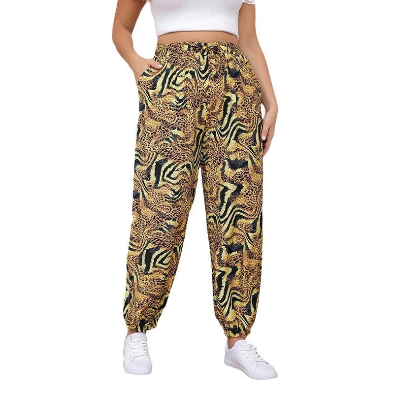 Летние женские повседневные свободные брюки-фонарики больших размеров с леопардовым принтом Pops Pant