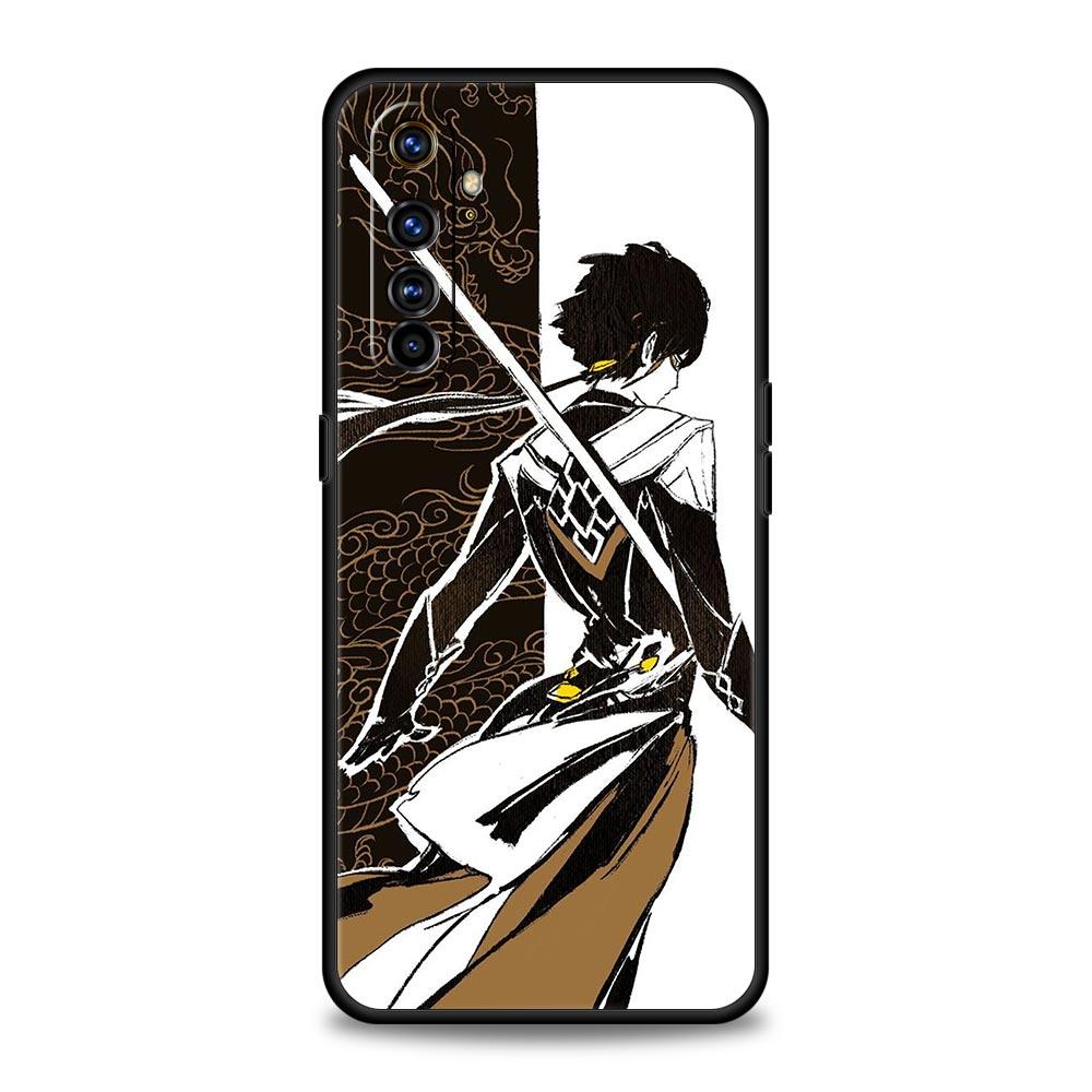 Genshin impact черный и белый для Realme 9i роскошный чехол для телефона 9 8 5G GT2 7 6 Pro Plus 8i C21 C3 C11 C25 черный силиконовый чехол